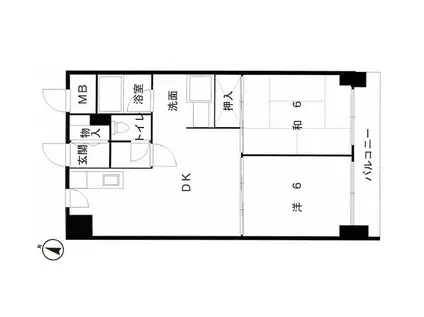 イトーピア灘KITANO(2DK/11階)の間取り写真