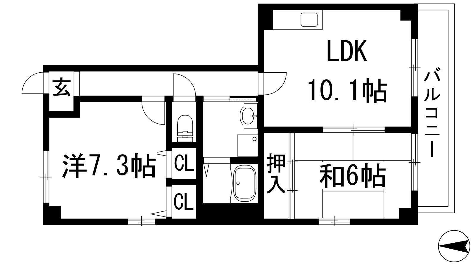 ドゥ・レーヴ(2LDK/1階)の間取り写真