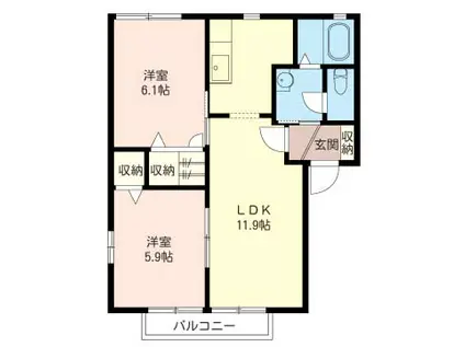 グランドゥールA(2LDK/2階)の間取り写真