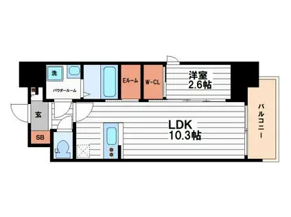 セレニテフラン本町(1LDK/12階)の間取り写真