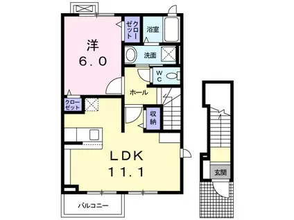 フォーシーズン(1LDK/2階)の間取り写真