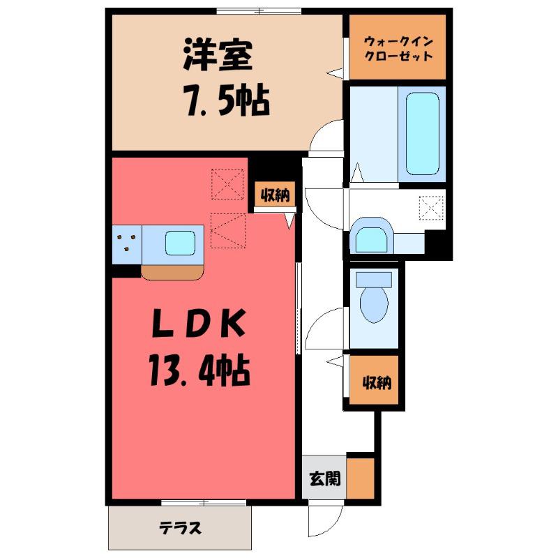 スクエアA(1LDK/1階)の間取り写真