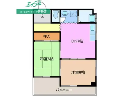 馬瀬ハイツ(2DK/3階)の間取り写真