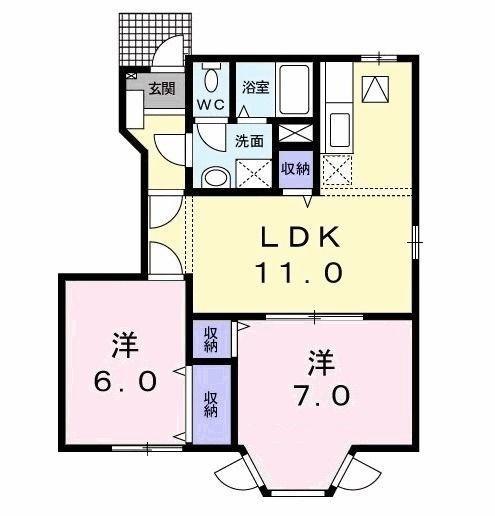トランキルメゾン(2LDK/1階)の間取り写真
