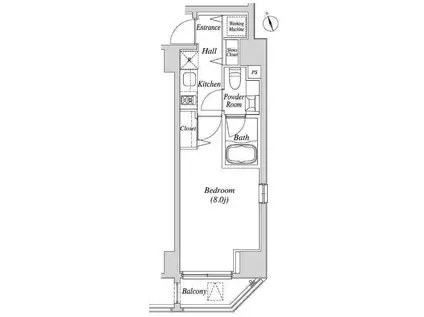 カーサスプレンディッド虎ノ門(1K/13階)の間取り写真