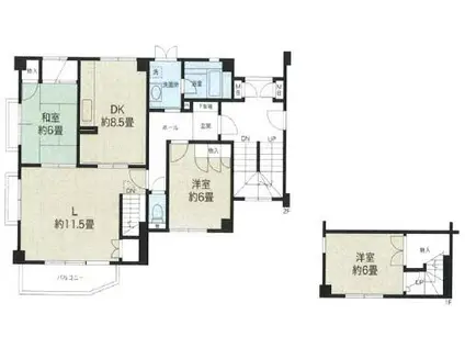 ハイム北野(3LDK/2階)の間取り写真