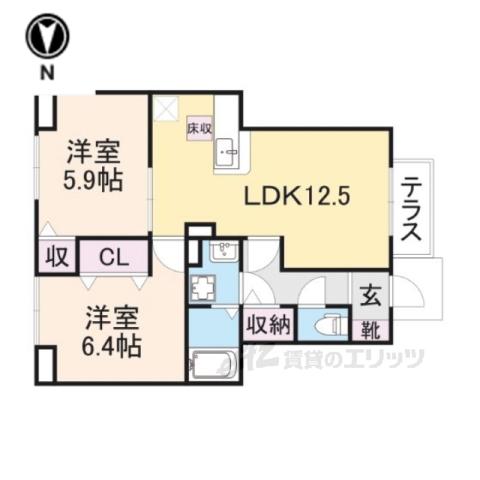メゾン花園Ⅱ(2LDK/1階)の間取り写真
