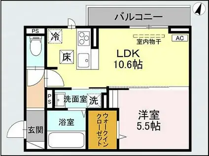 CLASSEUM幸西III(1LDK/1階)の間取り写真
