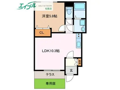 シャルマンハイツB(1LDK/1階)の間取り写真