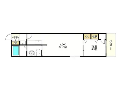 FMAISON背戸口II(1LDK/1階)の間取り写真