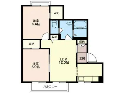 コーラルガーデンK棟(2LDK/2階)の間取り写真