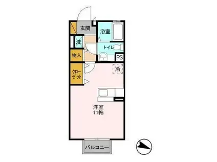 プレジールⅡ(ワンルーム/2階)の間取り写真