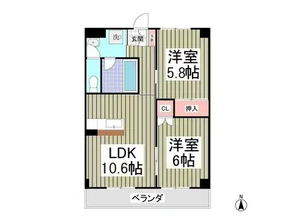 ハイグレード篠崎II(2LDK/1階)の間取り写真