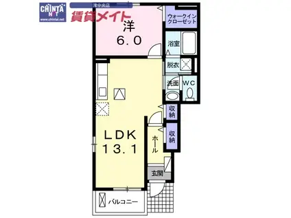 ウィン ヴィレッジ A(1LDK/1階)の間取り写真