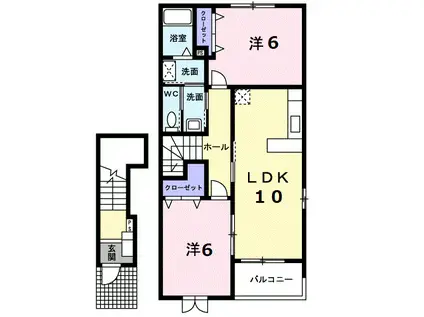 サンリット パレスA(2LDK/2階)の間取り写真