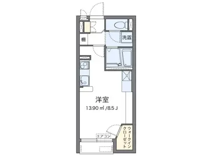 ＪＲ中央線 日野駅(東京) 徒歩7分 2階建 築10年(ワンルーム/1階)の間取り写真