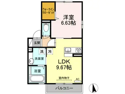 メゾンドセフィーロ(1LDK/2階)の間取り写真
