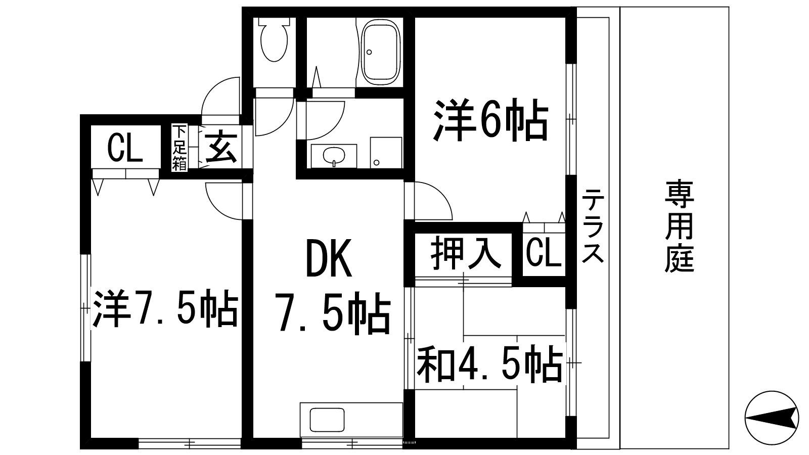 ボナミ田中ハイツ(3DK/1階)の間取り写真