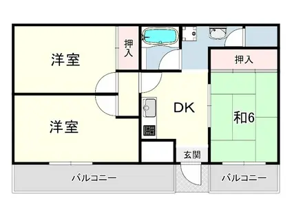 グランディアミアモーレ鈴蘭台(3DK/1階)の間取り写真