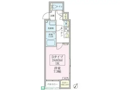 スカイルーチェ浦和(1K/4階)の間取り写真