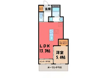 スワセントフィールド(1LDK/1階)の間取り写真