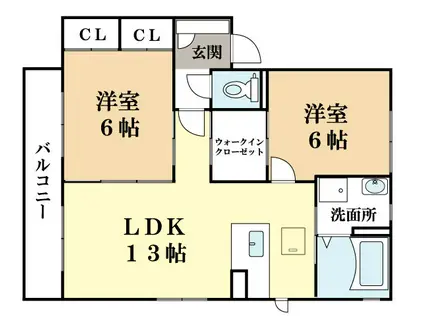 TK FOREST COURT C棟(2LDK/2階)の間取り写真
