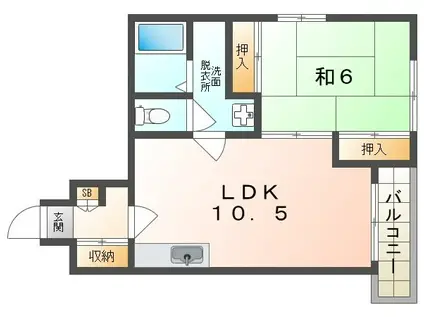 忍ヶ丘SKビル(1LDK/3階)の間取り写真