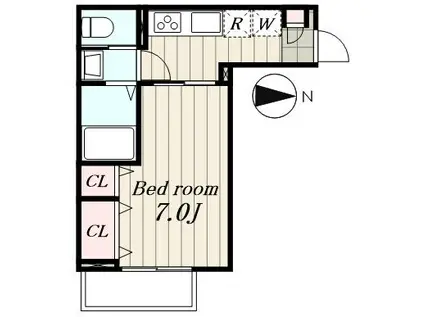 VIA COMODO 要町(1K/1階)の間取り写真