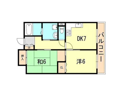 コスタレイ神戸三宮(2DK/8階)の間取り写真