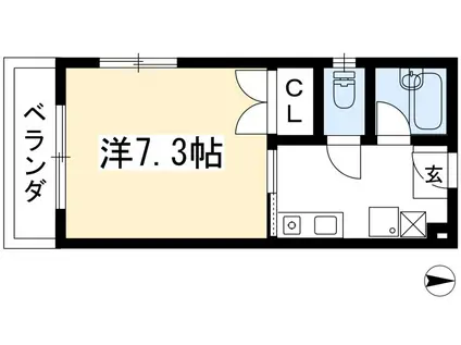 ECOLE天神森(1K/3階)の間取り写真