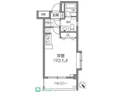 ルクレ森下レジデンス(ワンルーム/10階)の間取り写真