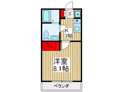 ビオス北朝霞(1K/7階)の間取り写真