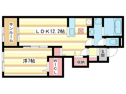 クレメント東九条B(1LDK/1階)の間取り写真