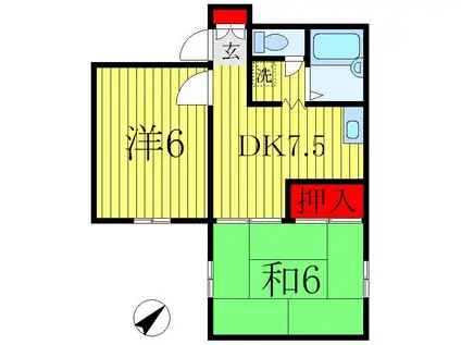 プチメゾン66(2DK/1階)の間取り写真