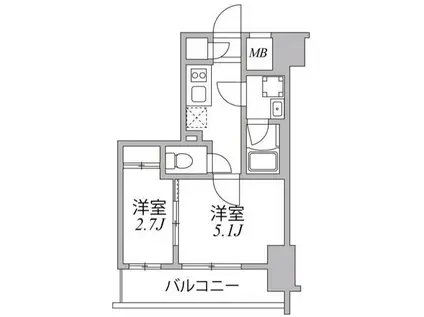 SYFORME住吉 SYFORME住吉(2K/8階)の間取り写真