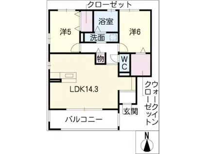 ミニオンS(2LDK/1階)の間取り写真