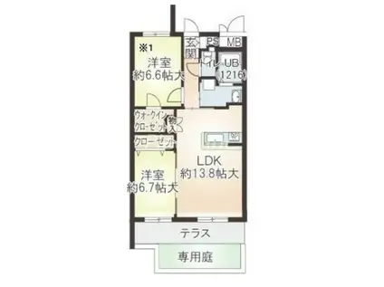 ル シュマン(2LDK/3階)の間取り写真