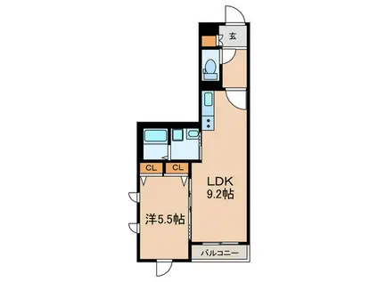 シャレー自由が丘カワベ第16(1LDK/3階)の間取り写真