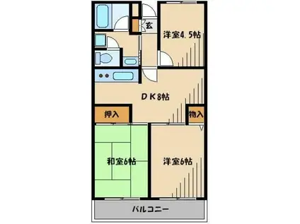 セントエルモ武蔵浦和(2LDK/2階)の間取り写真