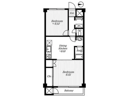 六本サニーハイツ(2DK/3階)の間取り写真