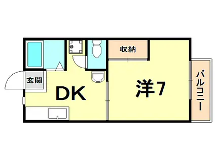 ダイアコーポ(1DK/2階)の間取り写真