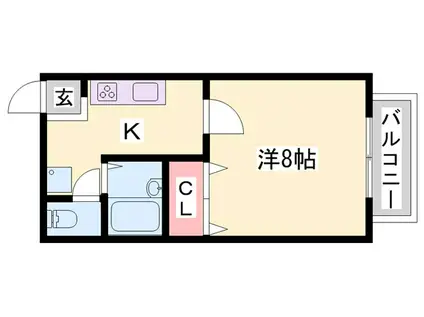 シャトーブルー(1K/2階)の間取り写真