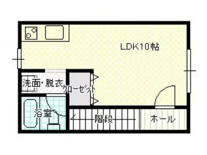 ＪＲ大湊線 大湊駅 徒歩35分 2階建 築57年(1K/2階)の間取り写真