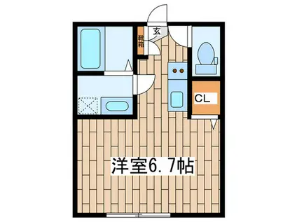 メイプルリーフ(ワンルーム/1階)の間取り写真