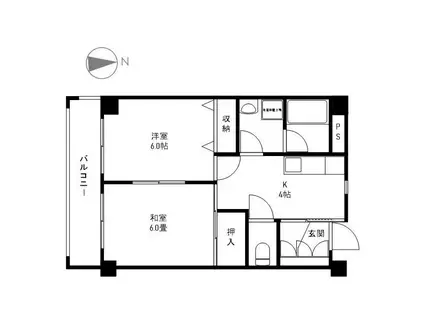 ハイツ蓮池(2K/3階)の間取り写真