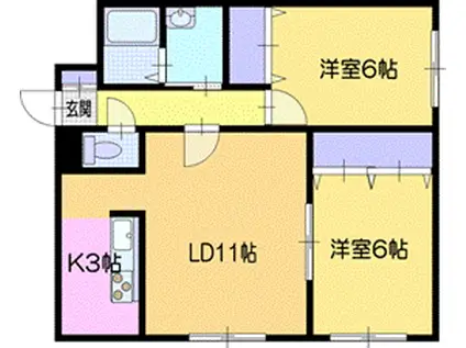 メゾンMT美しが丘2(2LDK/3階)の間取り写真