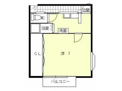 大谷ハイツ(1K/2階)の間取り写真