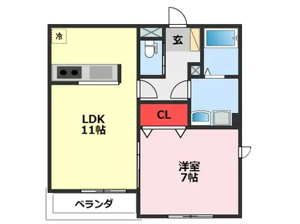 エクセルメゾン南流山(1LDK/2階)の間取り写真