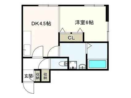 アーバンヒル生駒(1DK/1階)の間取り写真