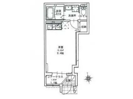 パークコート(ワンルーム/1階)の間取り写真